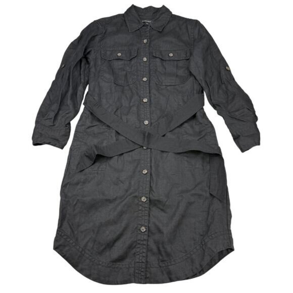 Banana Republic Linen Heritage Black Shirt Dress Womens Size Small - Picture 2 of 6